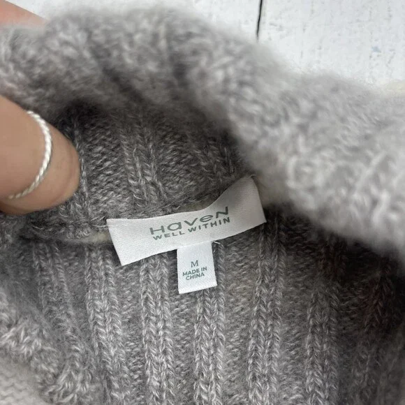 Haven Well Within Gray Ivory Light Pink Stripe Soft Sweater Women's Size Medium - Picture 3 of 7